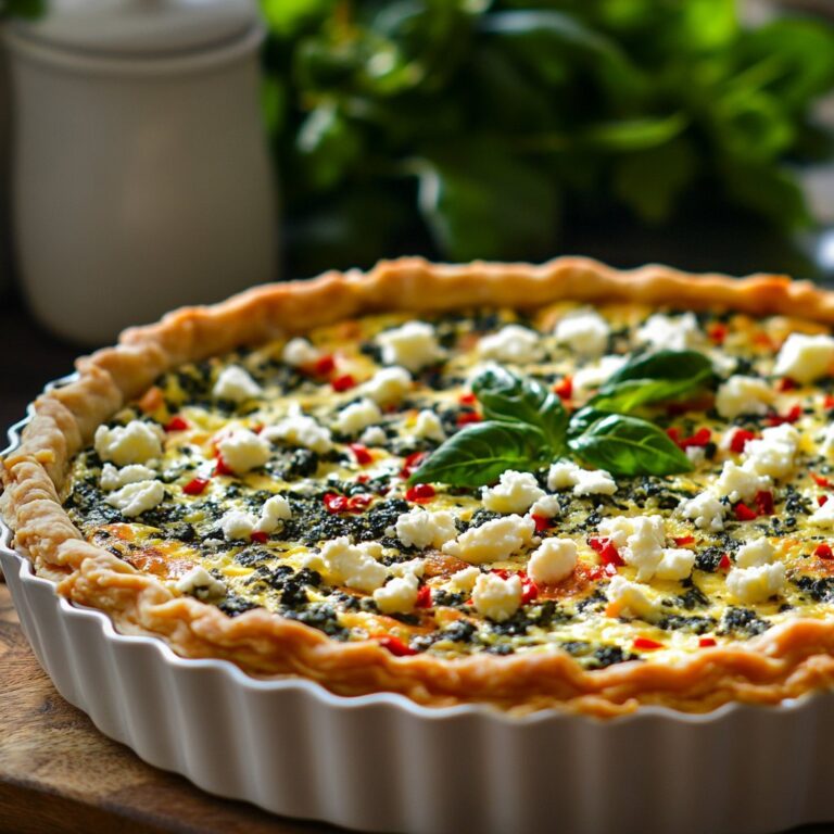 Elegante Quiche de Brunch para el Día de la Madre con Espinacas y Feta