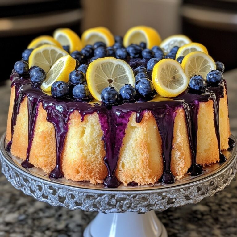 Pastel de Limón Chiffon con Glaseado de Arándano