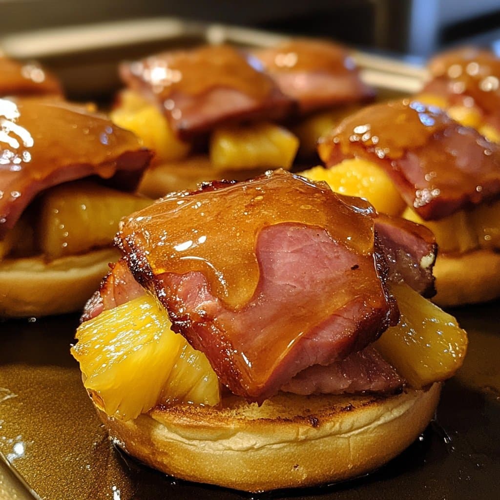 Deslizadores de jamón glaseado con piña