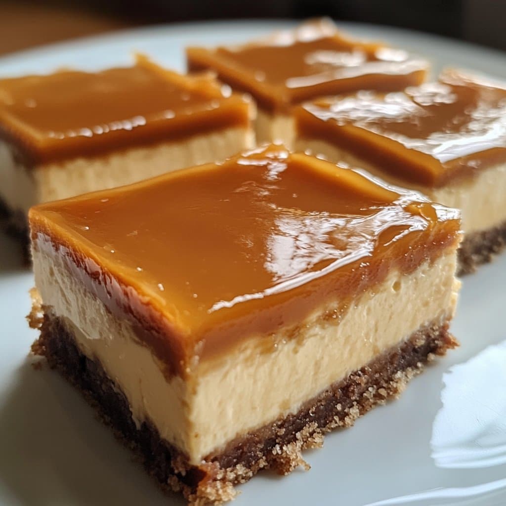 Receta de Barras de Cheesecake con Dulce de Leche