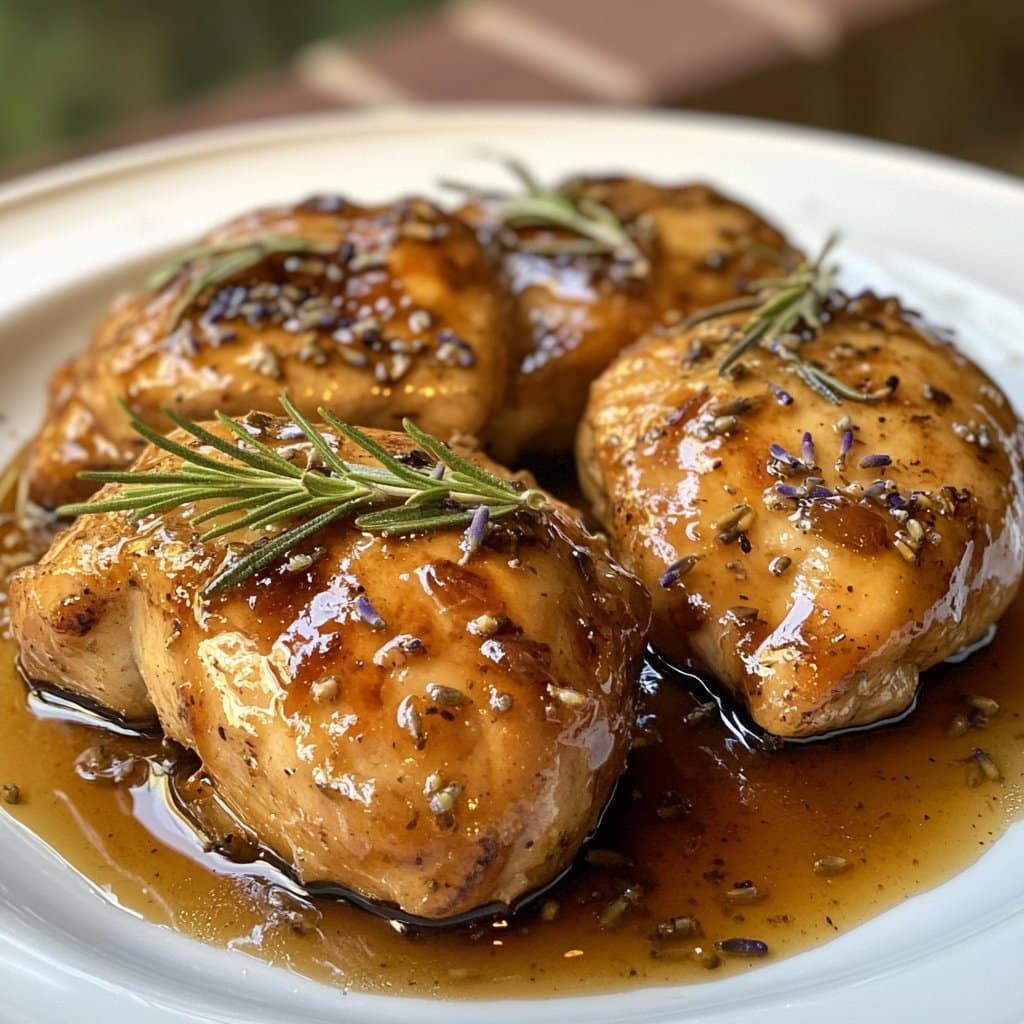 Pollo glaseado con miel de lavanda