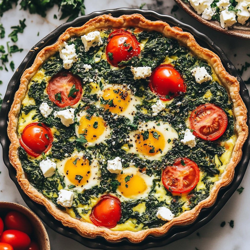 Quiche elegante para el brunch del Día de la Madre con espinacas y feta