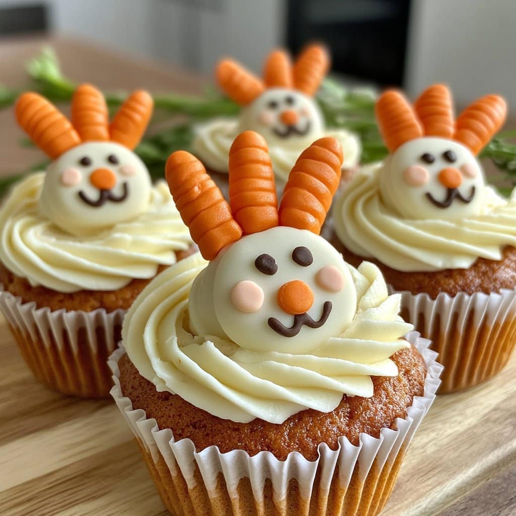 Cupcakes de zanahoria del Conejo de Pascua