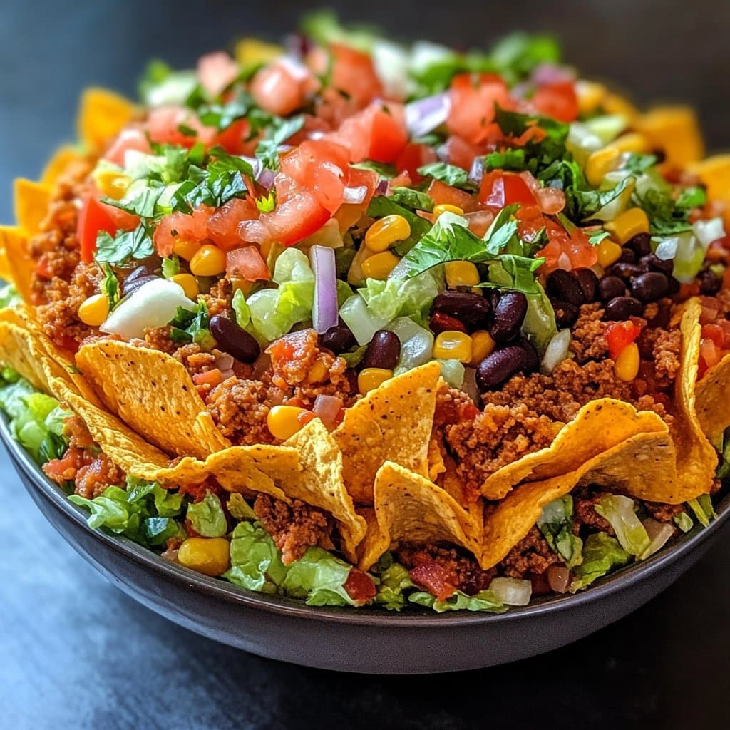 Receta de Ensalada de Taco de Siete Capas – Sabrosa y Deliciosa