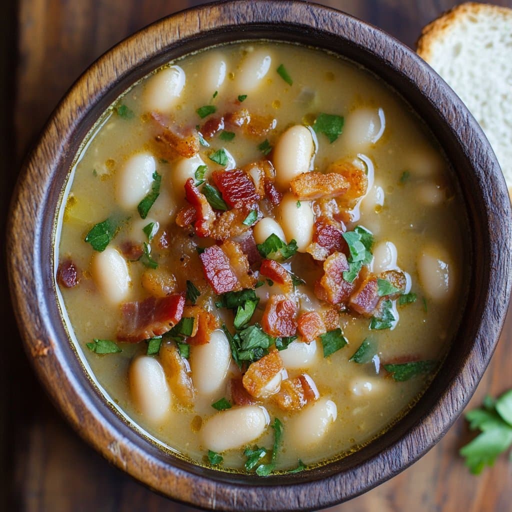 Receta de Sopa de Frijoles Blancos con Tocino para Cenas Acogedoras