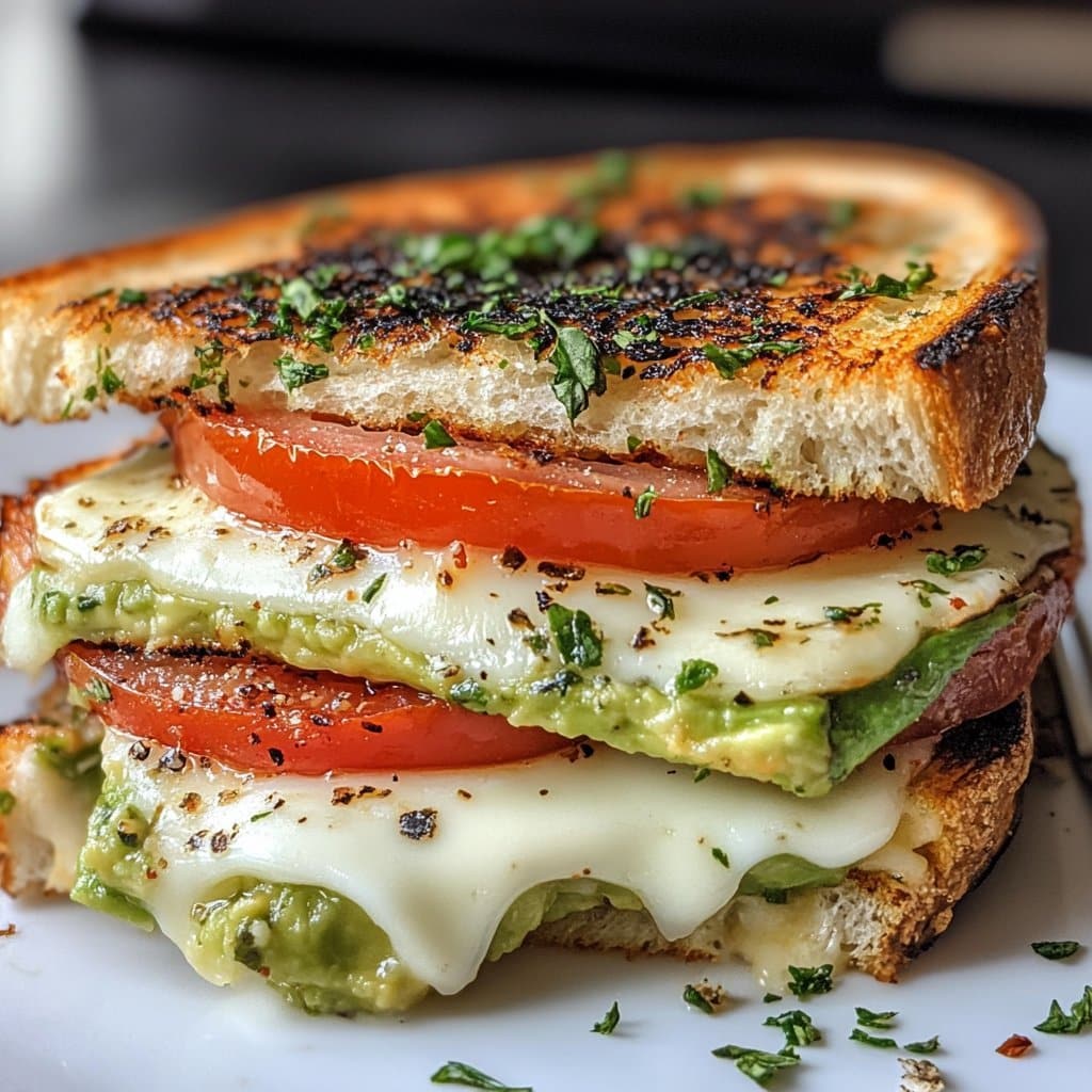 Receta de Sándwich a la Parrilla de Aguacate, Mozzarella y Tomate