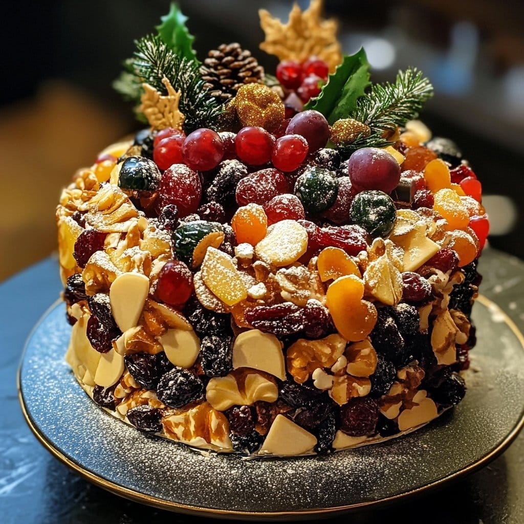 Receta de pastel de frutas festivo para las fiestas