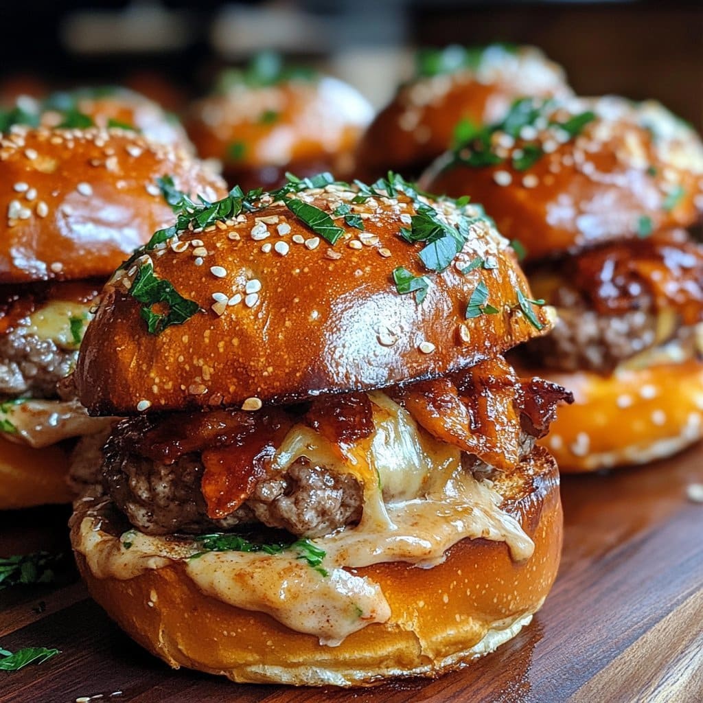 Receta de Mini Hamburguesas de Vaquero con Pretzel | Deliciosas y Fáciles