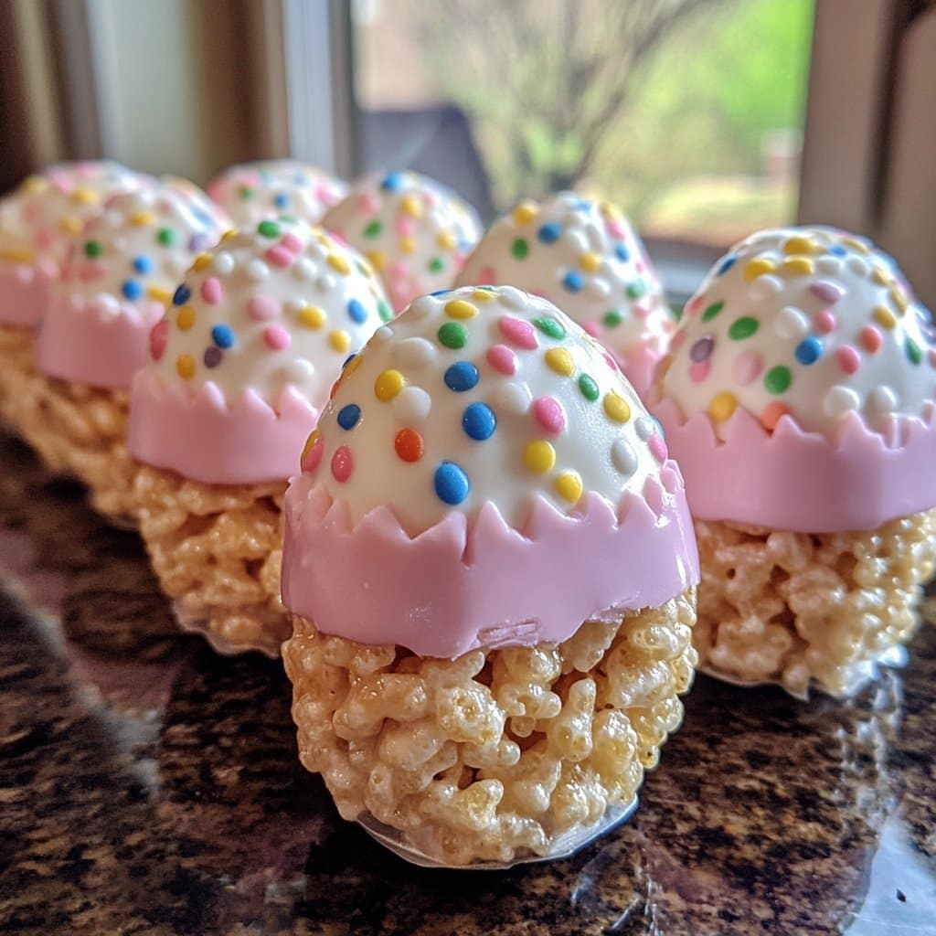 Bocaditos de arroz Krispie de huevo de Pascua