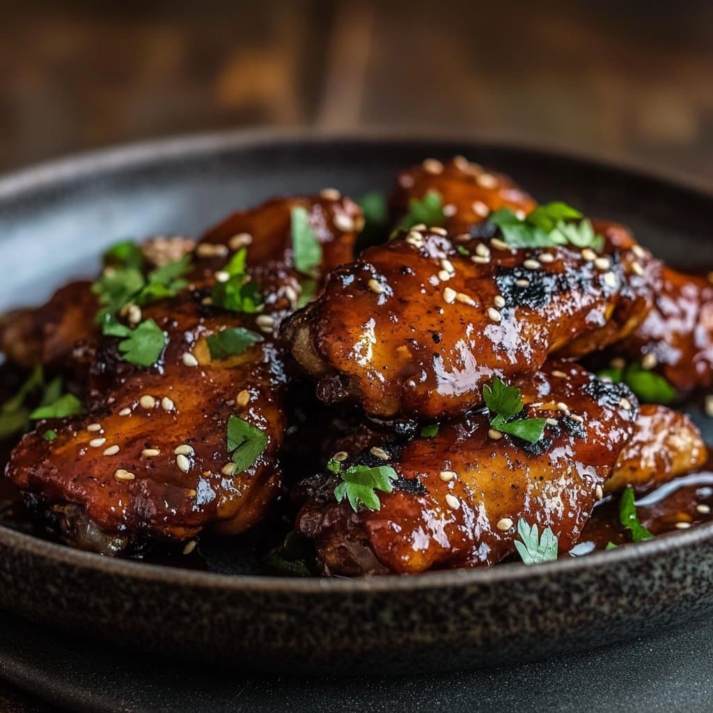 Alitas de pollo a la barbacoa ahumadas para banquetes en el patio trasero