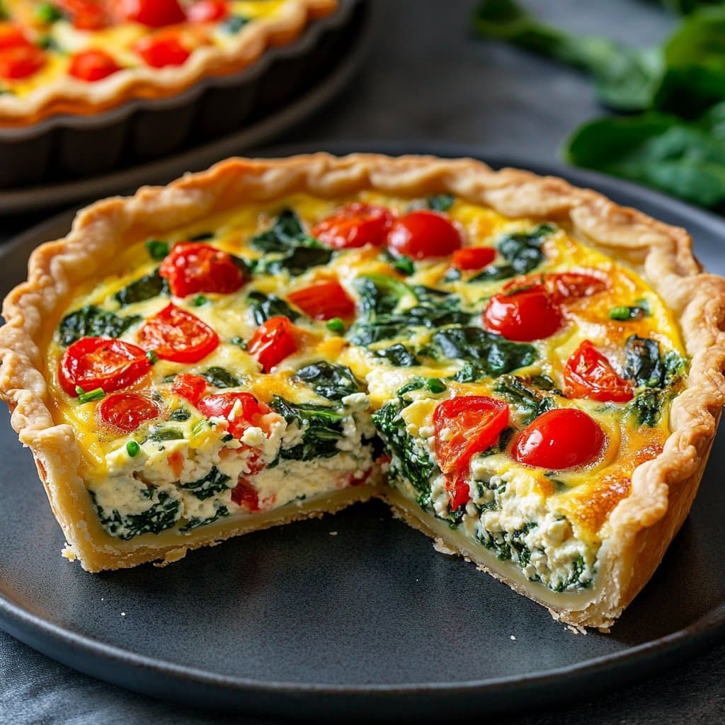 Quiche elegante para el brunch del Día de la Madre con espinacas y feta