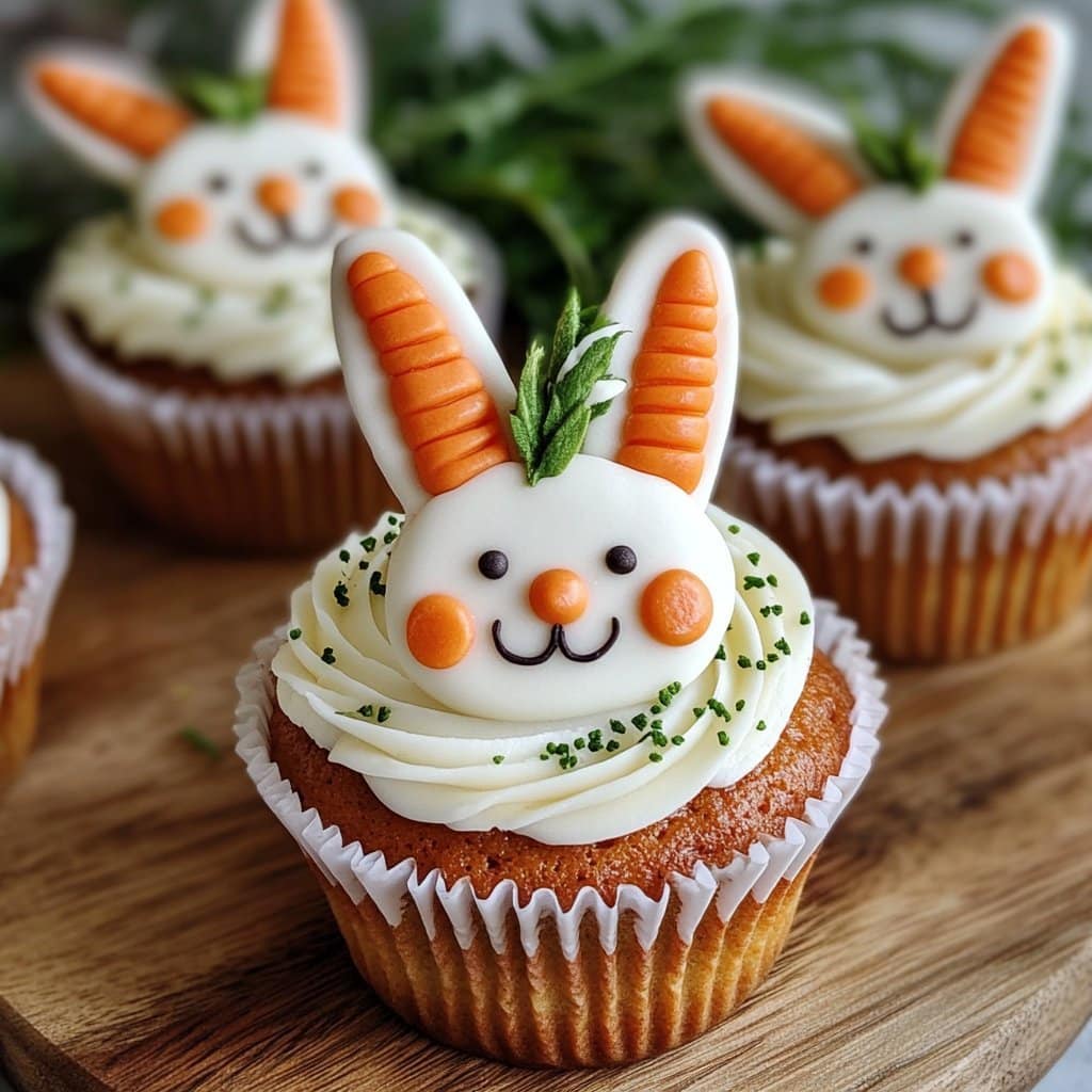 Cupcakes de zanahoria del Conejo de Pascua