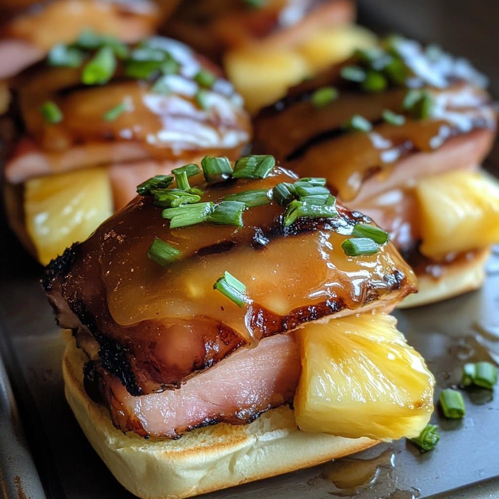 Deslizadores de jamón glaseados con piña