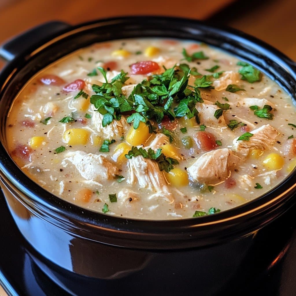 Receta de Chili Blanco de Pollo Cremoso en Olla de Cocción Lenta