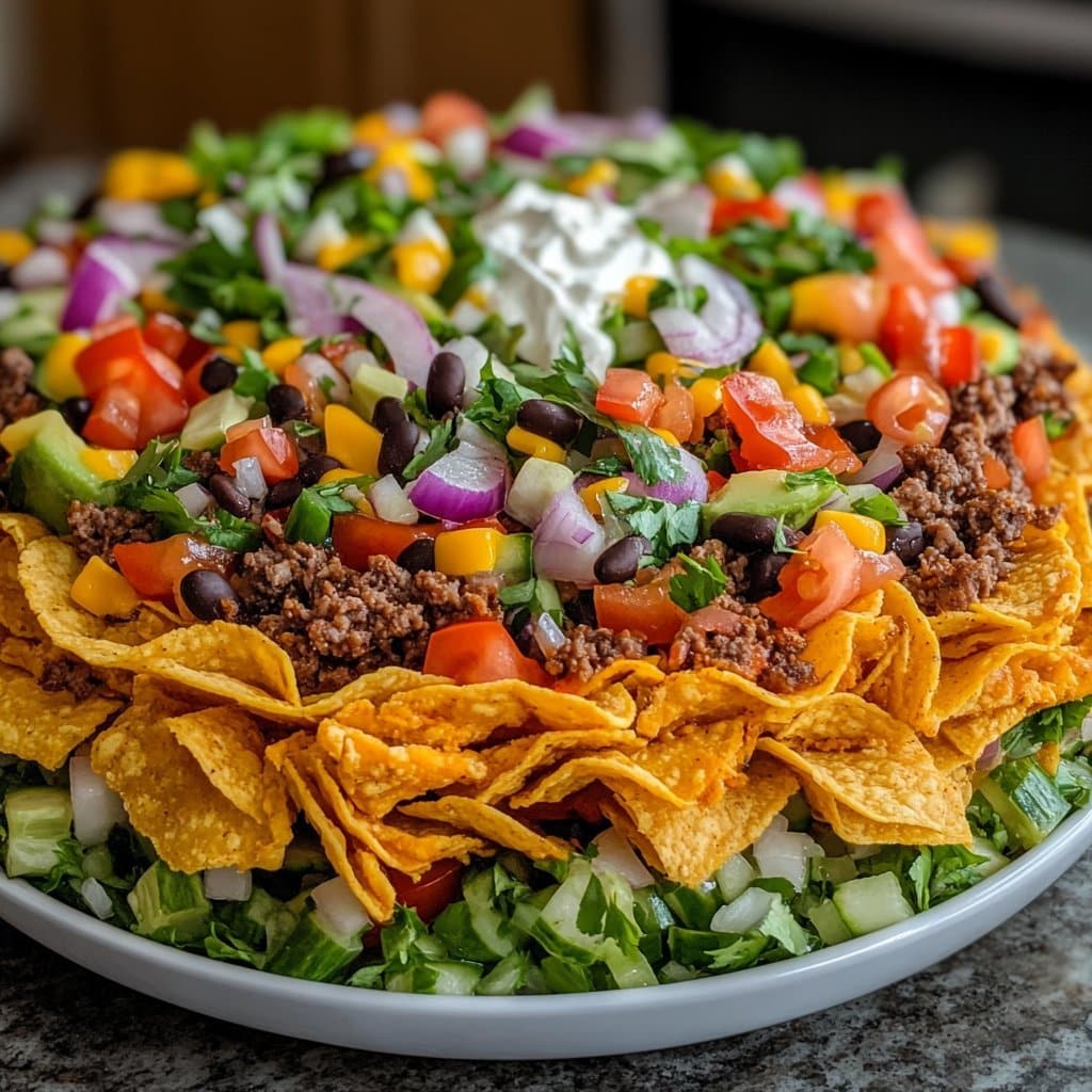 Receta de Ensalada de Taco de Siete Capas – Sabrosa y Deliciosa