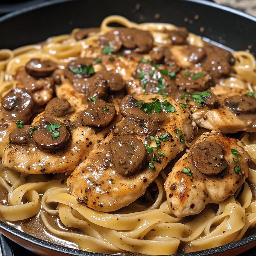 Receta de Fettuccine con Pollo Marsala | Plato Clásico Italiano