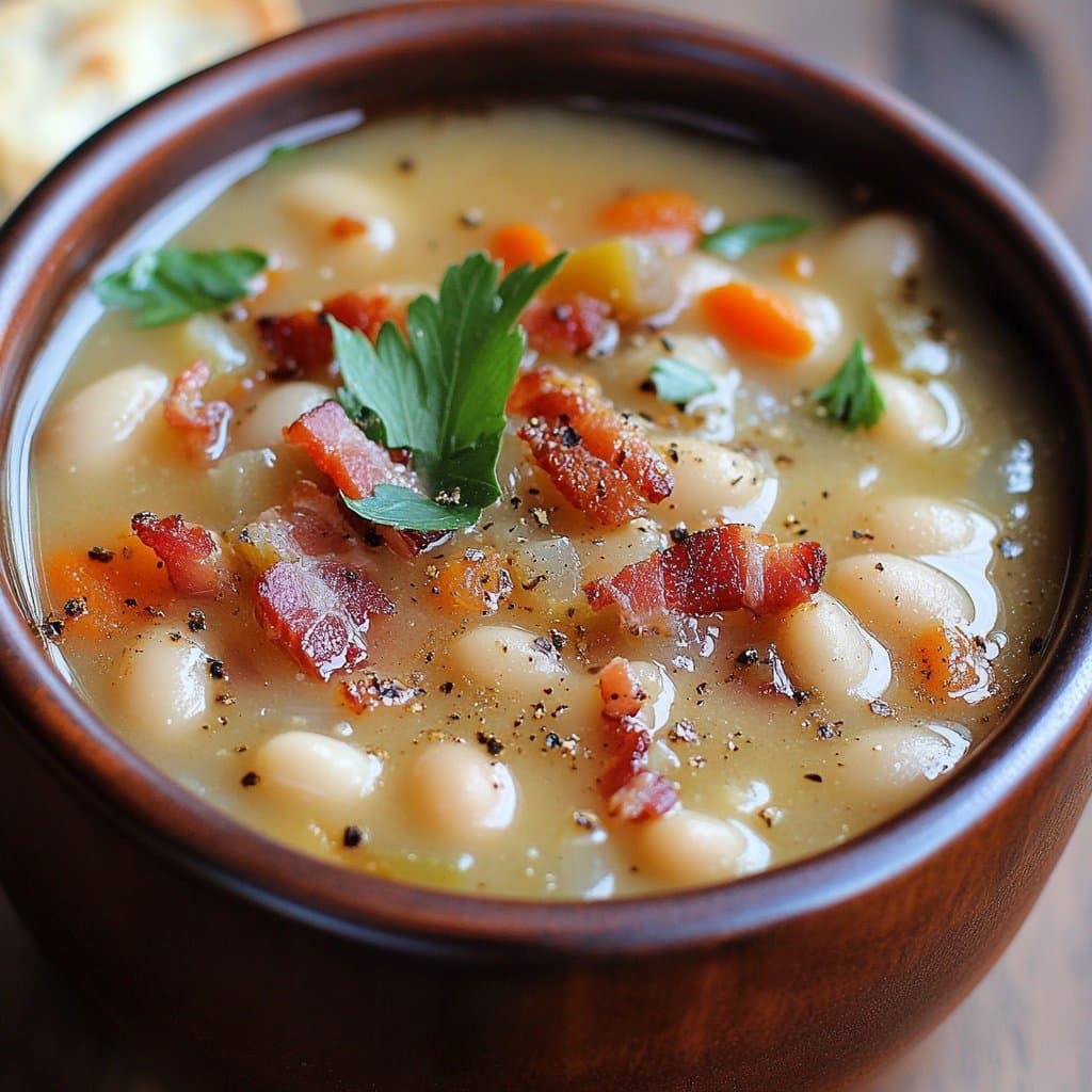 Receta de Sopa de Frijoles Blancos con Tocino para Cenas Acogedoras