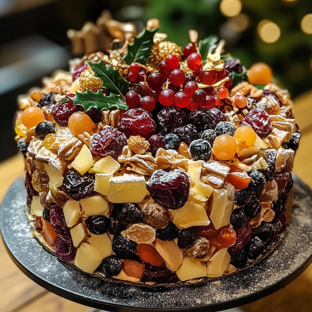 Receta de pastel de frutas festivo para las fiestas