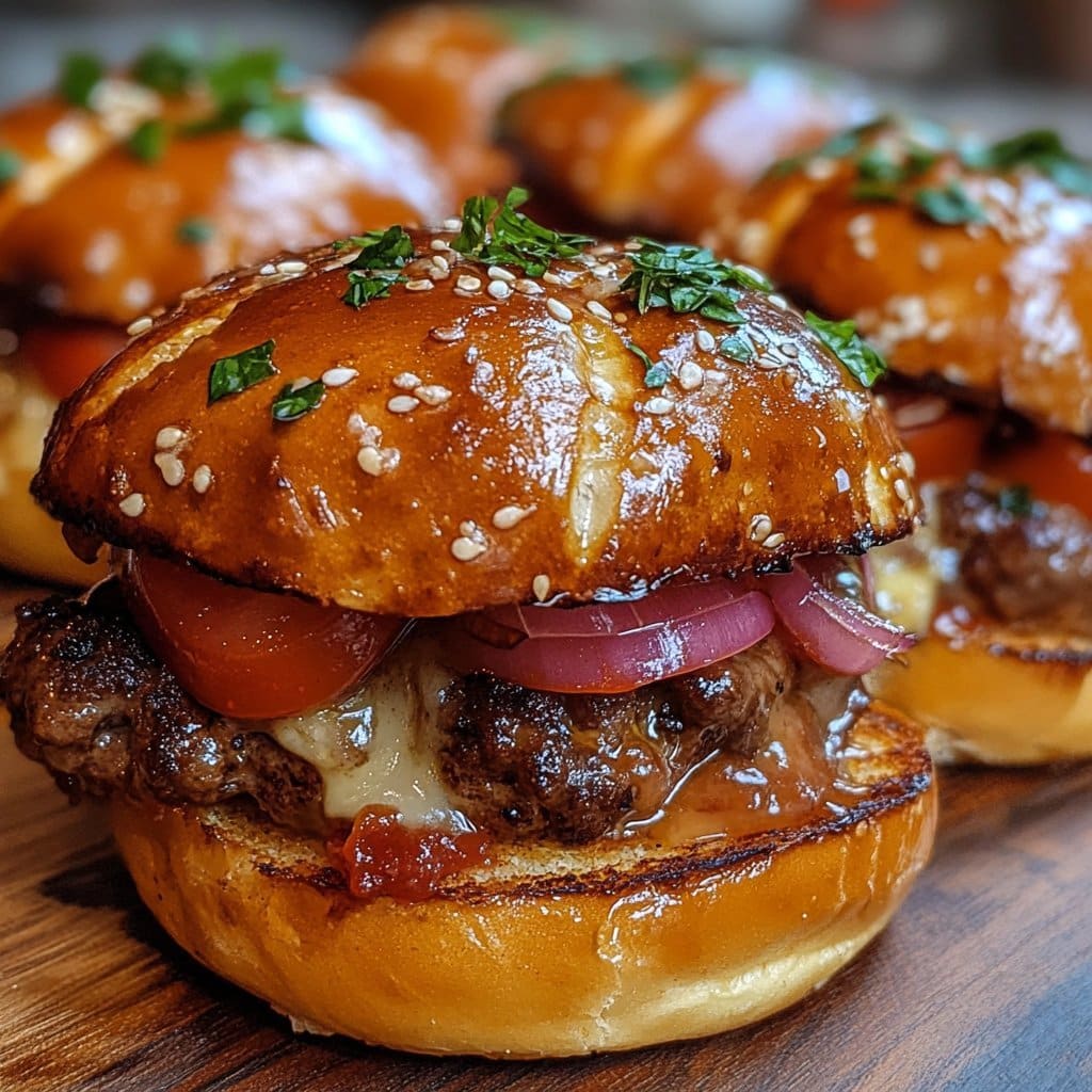 Receta de Mini Hamburguesas de Vaquero con Pretzel | Deliciosas y Fáciles