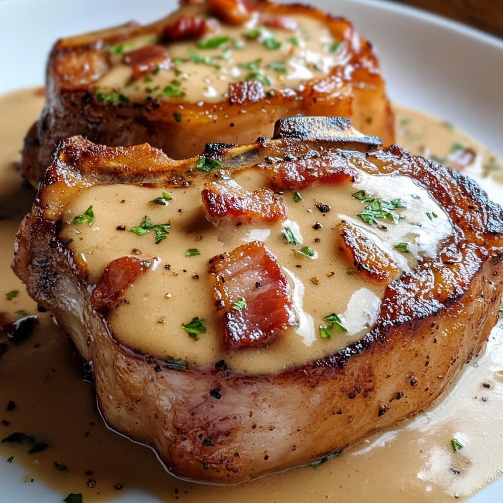 Chuletas de cerdo con tocino cremosas: un plato principal delicioso