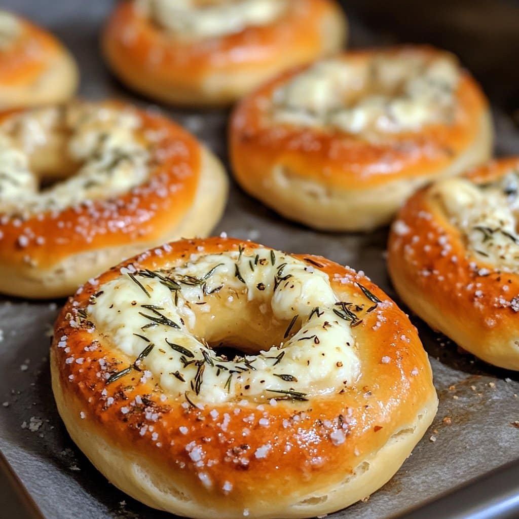 Pretzels de romero y parmesano rellenos de mozzarella