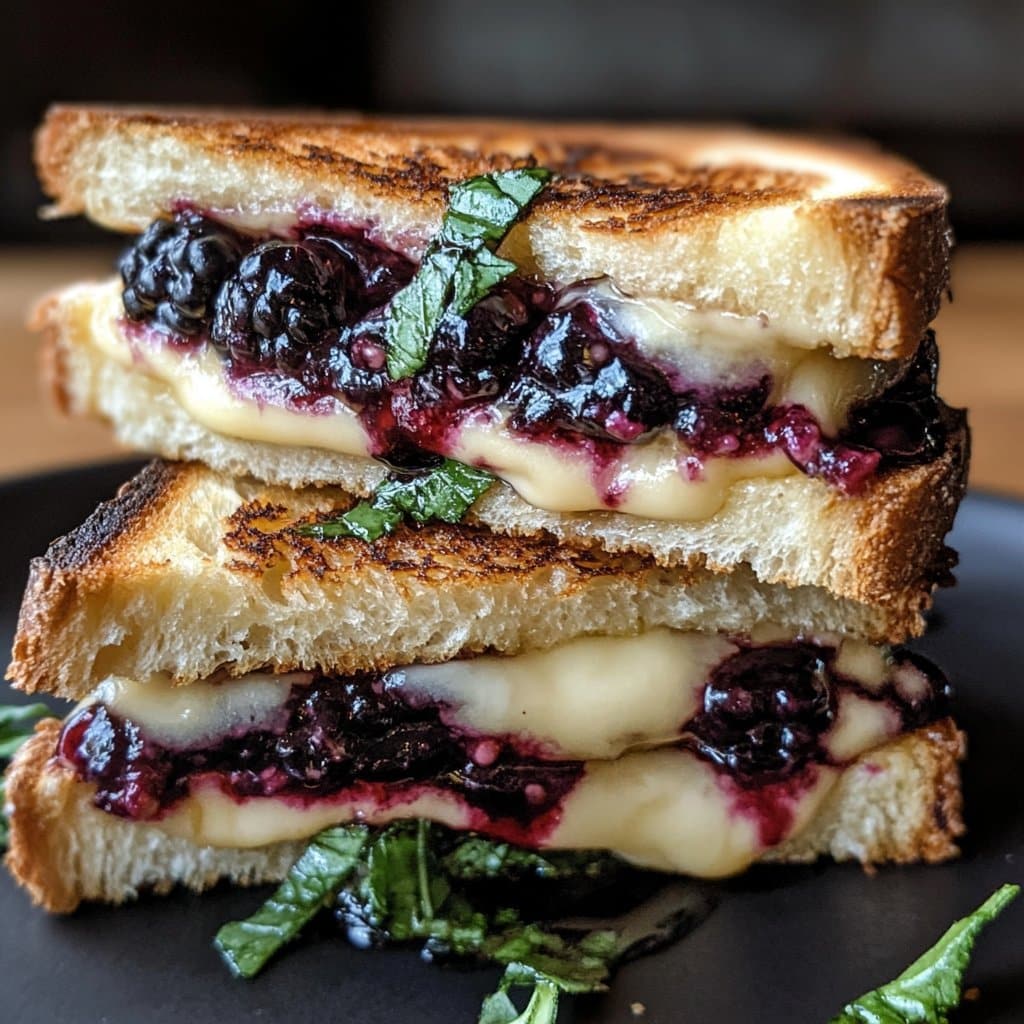 Receta de sándwich a la parrilla de queso Brie con balsámico y zarzamora