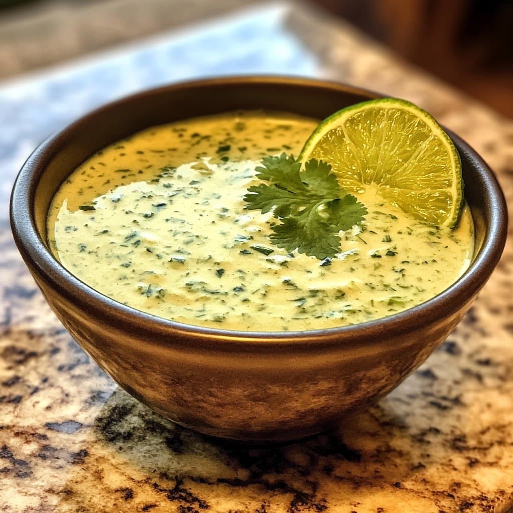 Receta de salsa cremosa de ajo, lima y cilantro