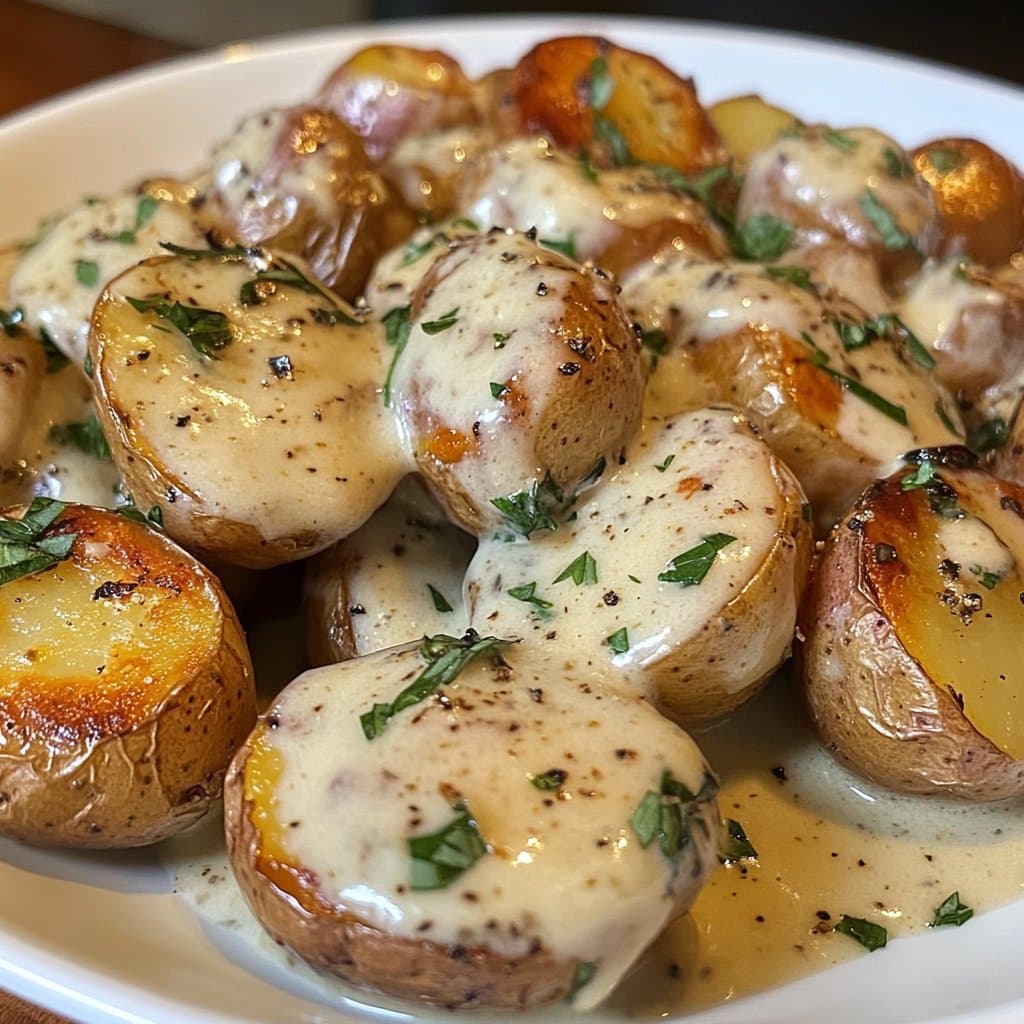 Receta de Papas Baby con Salsa Cremosa de Ajo