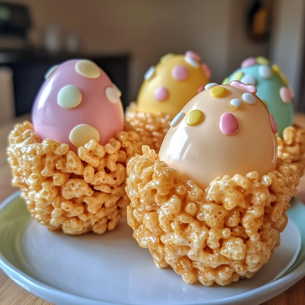 Bocaditos de arroz Krispie de huevo de Pascua