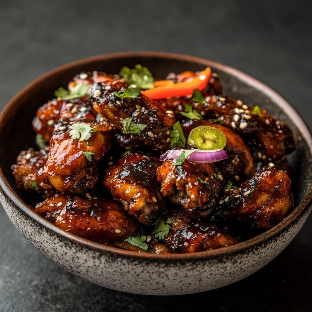 Alitas de pollo a la barbacoa ahumadas para banquetes en el patio trasero