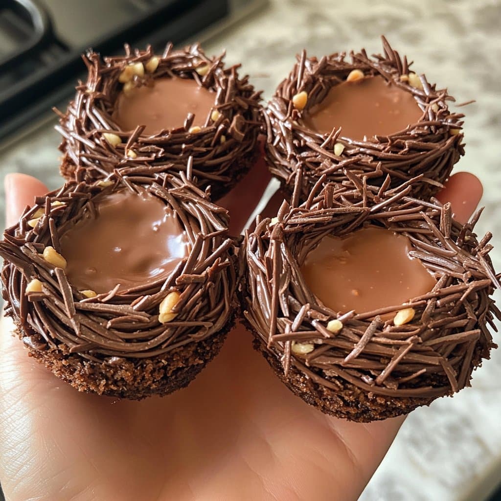 Nidos de pájaro de chocolate y mantequilla de maní