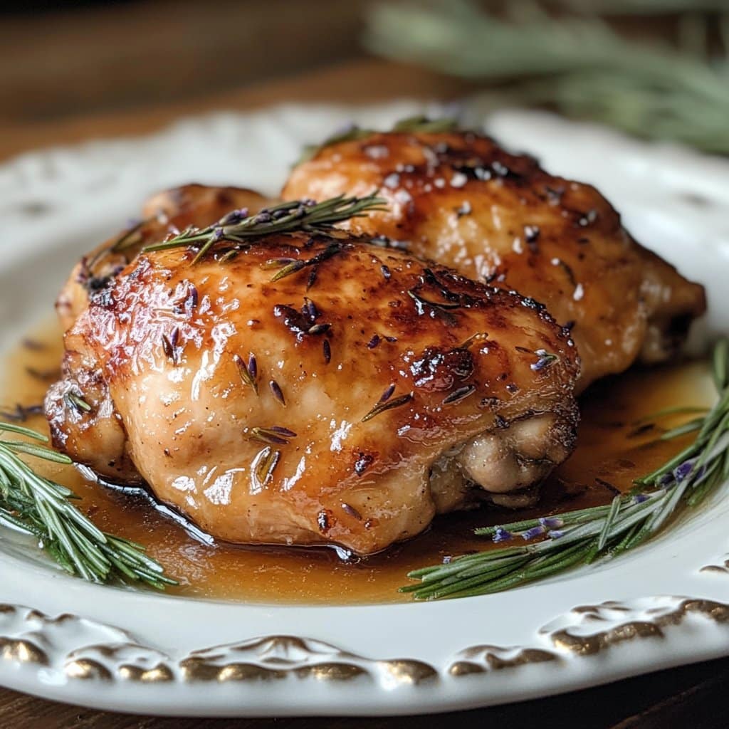 Pollo glaseado con miel de lavanda
