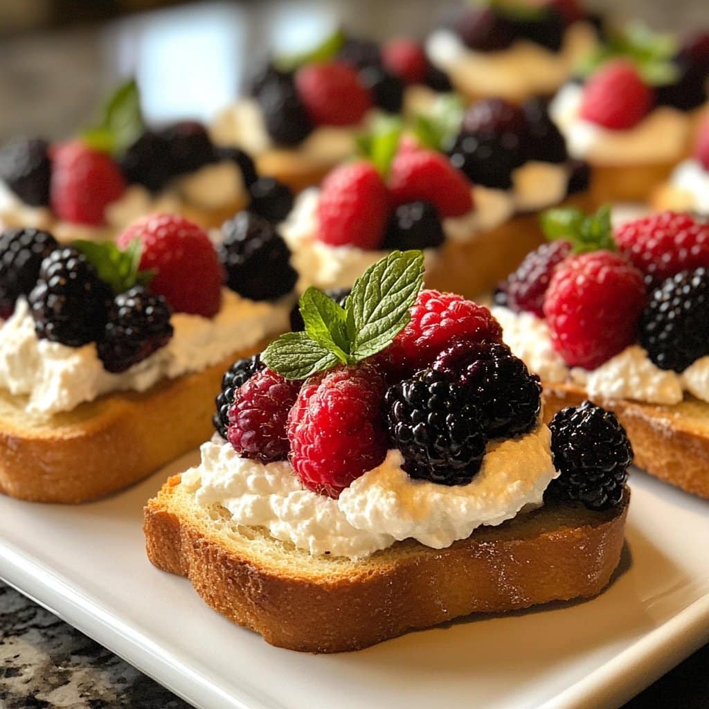 Crostini de Ricotta Batida y Bayas