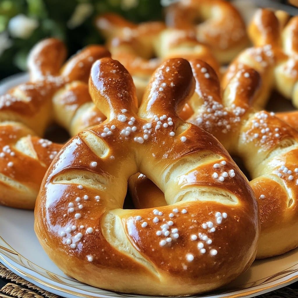 Pretzels suaves en forma de conejo