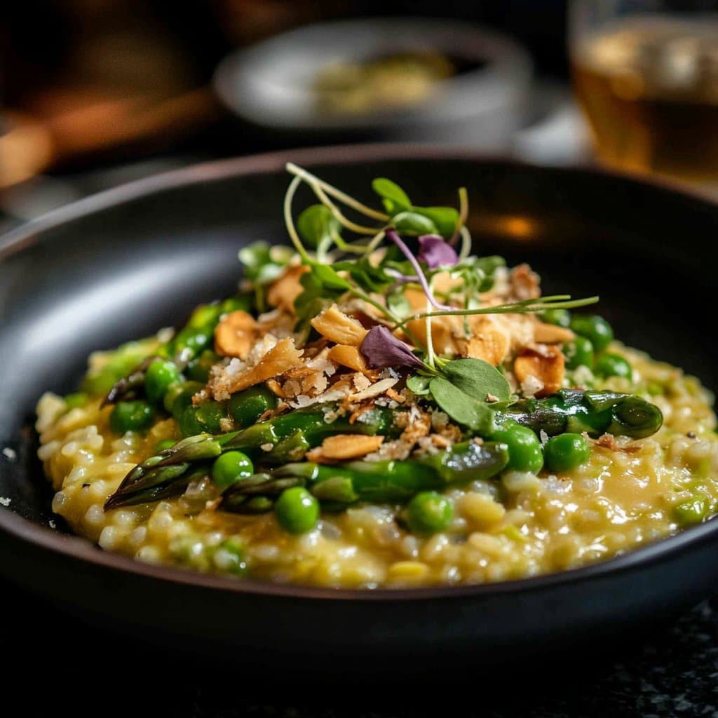 Receta de Risotto de Guisantes de Primavera y Espárragos