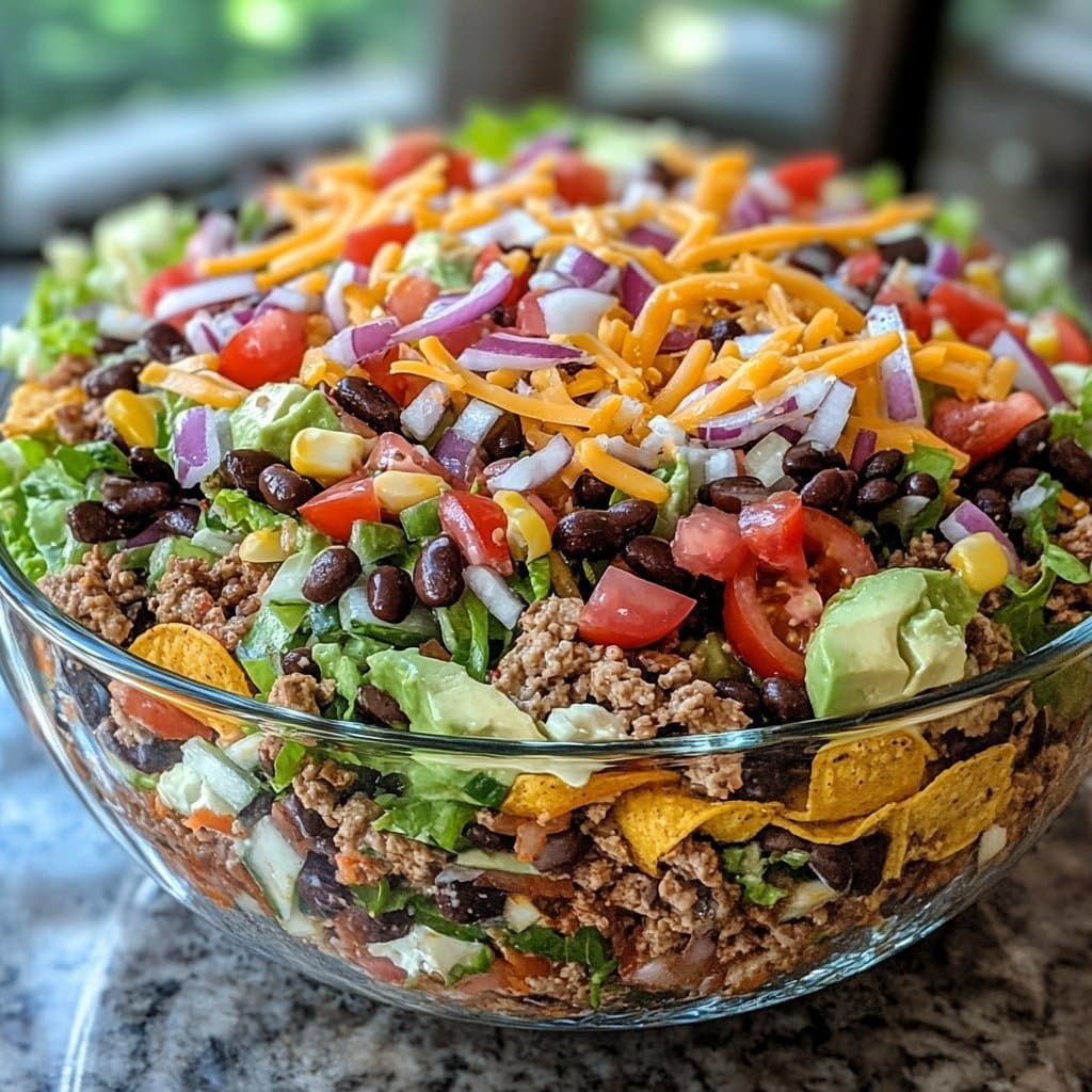 Receta de Ensalada de Taco de Siete Capas – Sabrosa y Deliciosa