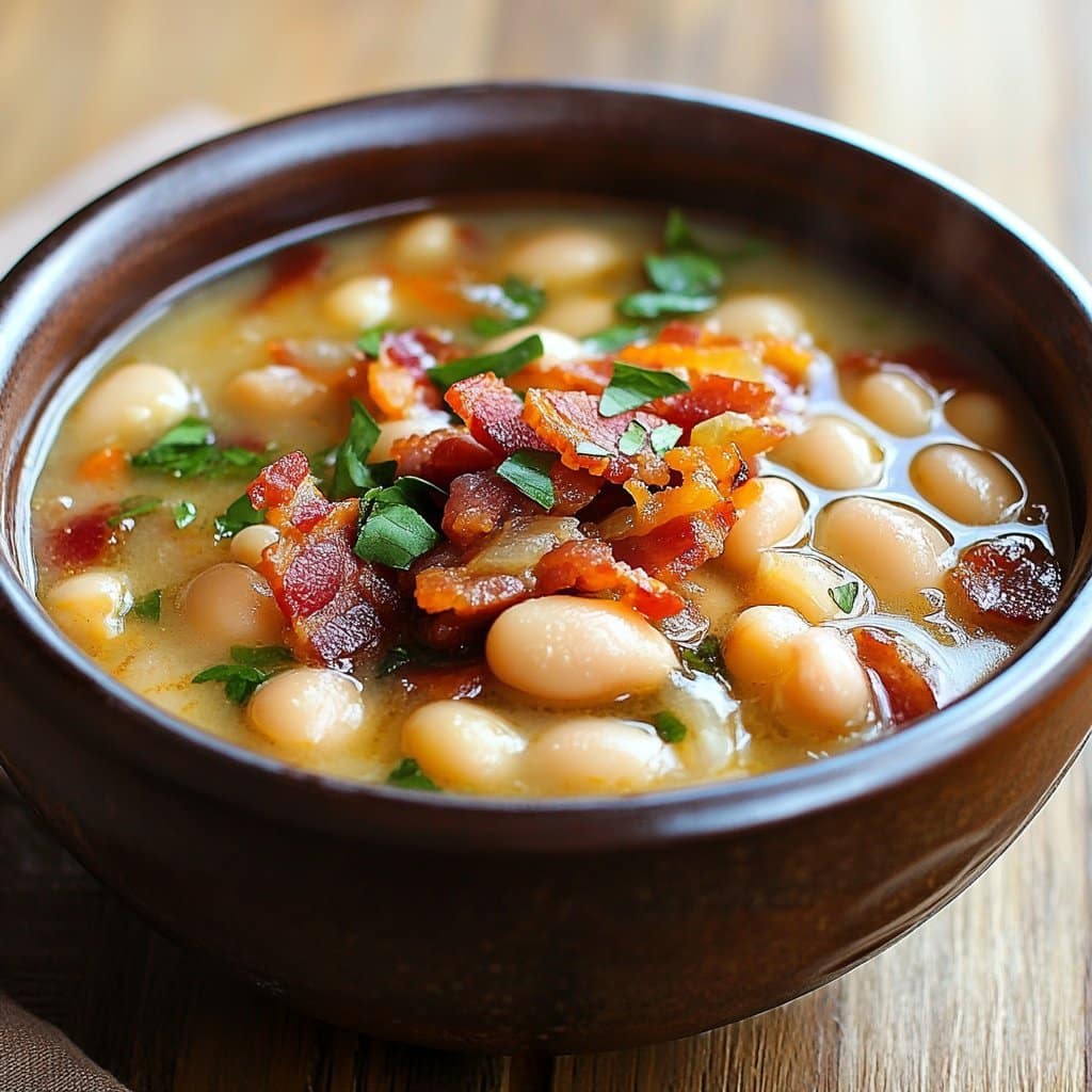 Receta de Sopa de Frijoles Blancos con Tocino para Cenas Acogedoras