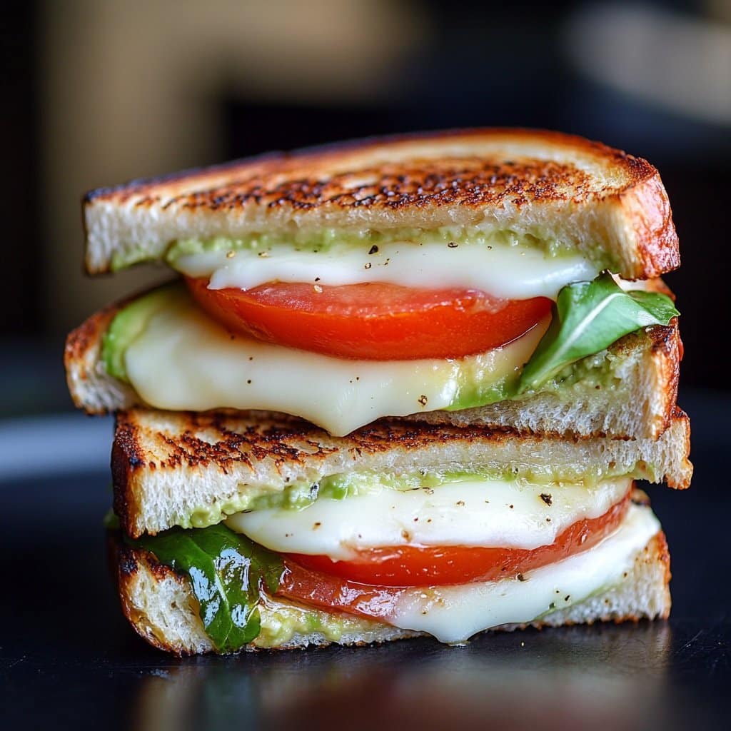 Receta de Sándwich a la Parrilla de Aguacate, Mozzarella y Tomate