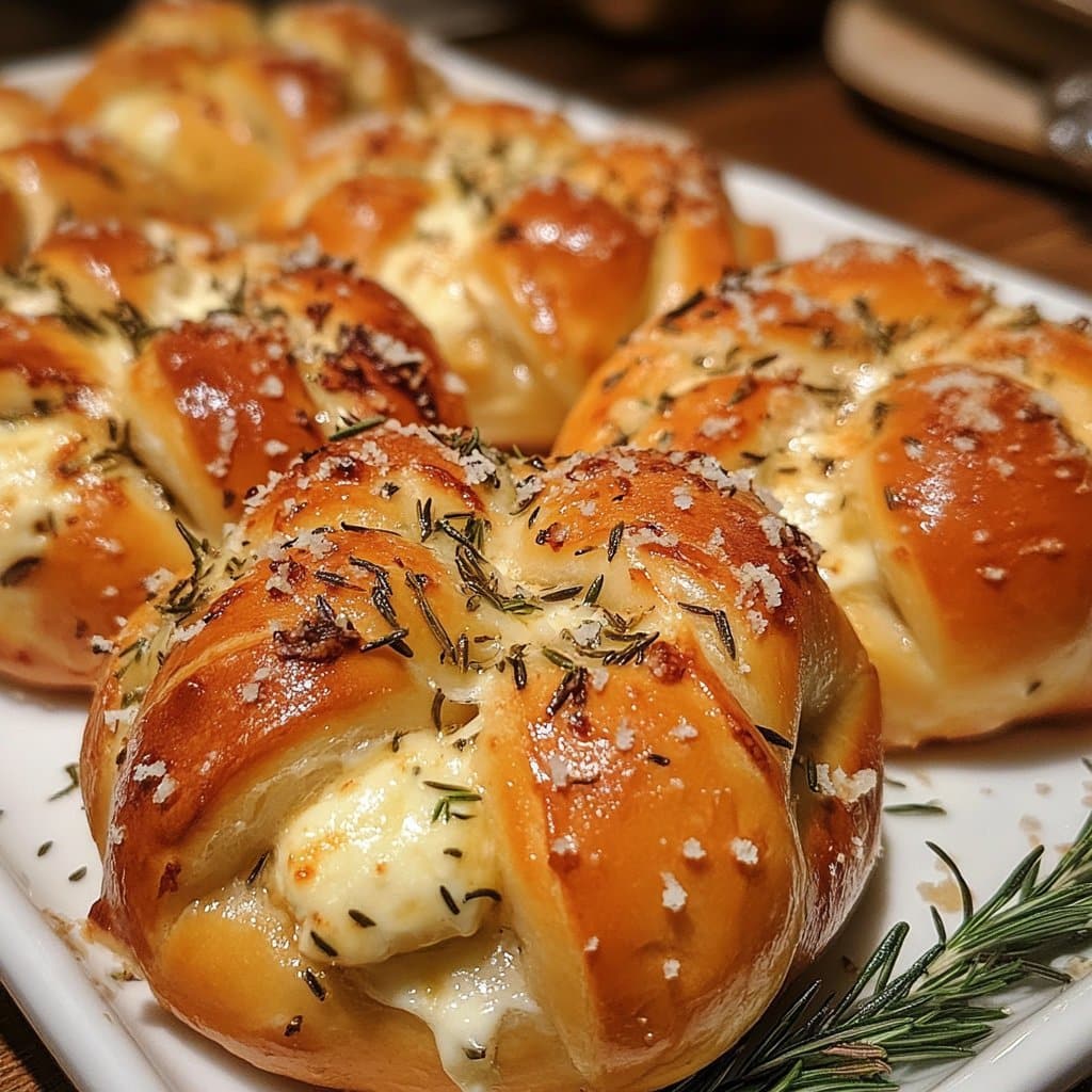 Pretzels de romero y parmesano rellenos de mozzarella