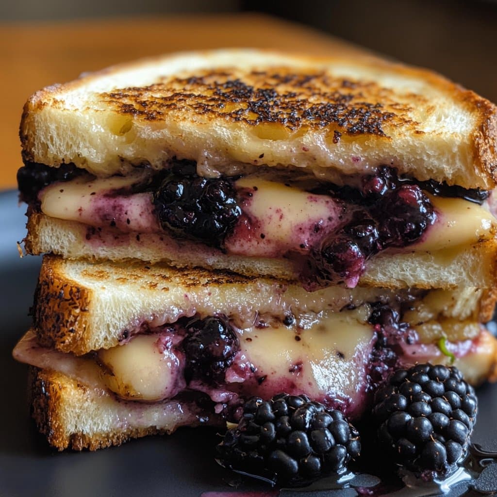 Receta de sándwich a la parrilla de queso Brie con balsámico y zarzamora