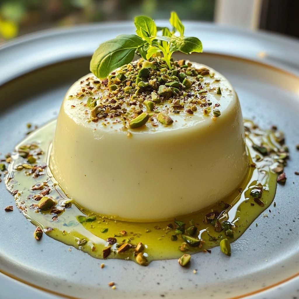 Delicia de Receta de Panna Cotta de Pistacho Sedoso