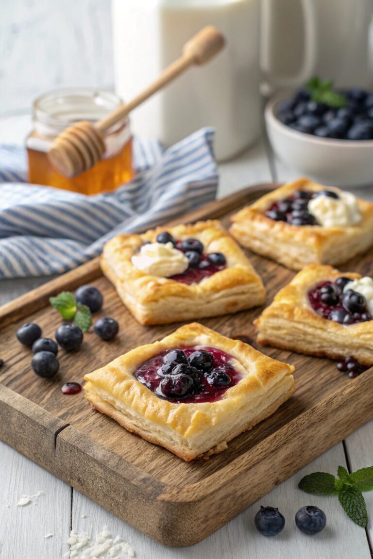 Receta de hojaldre de crema de queso y arándanos