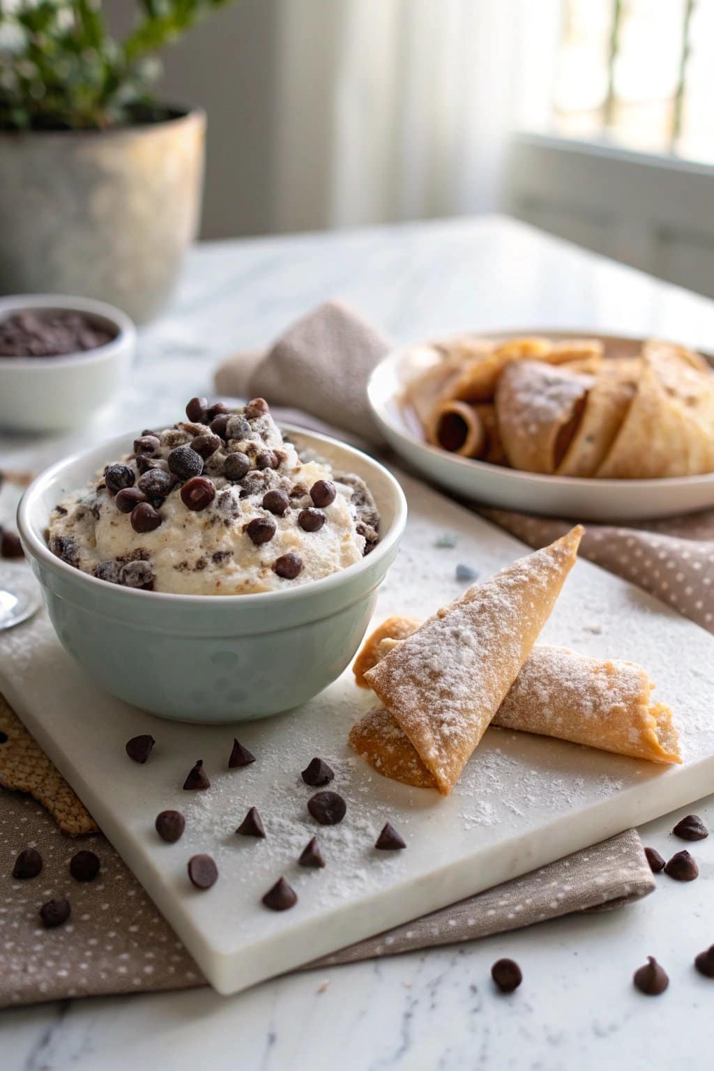 Dip de Cannoli con Chispas de Chocolate: Un Delicioso Postre