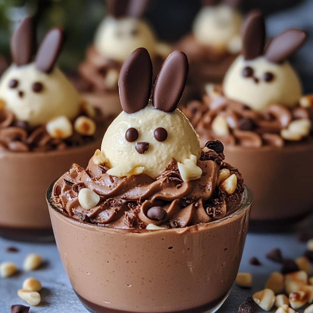 Copas de Mousse de Conejo de Chocolate