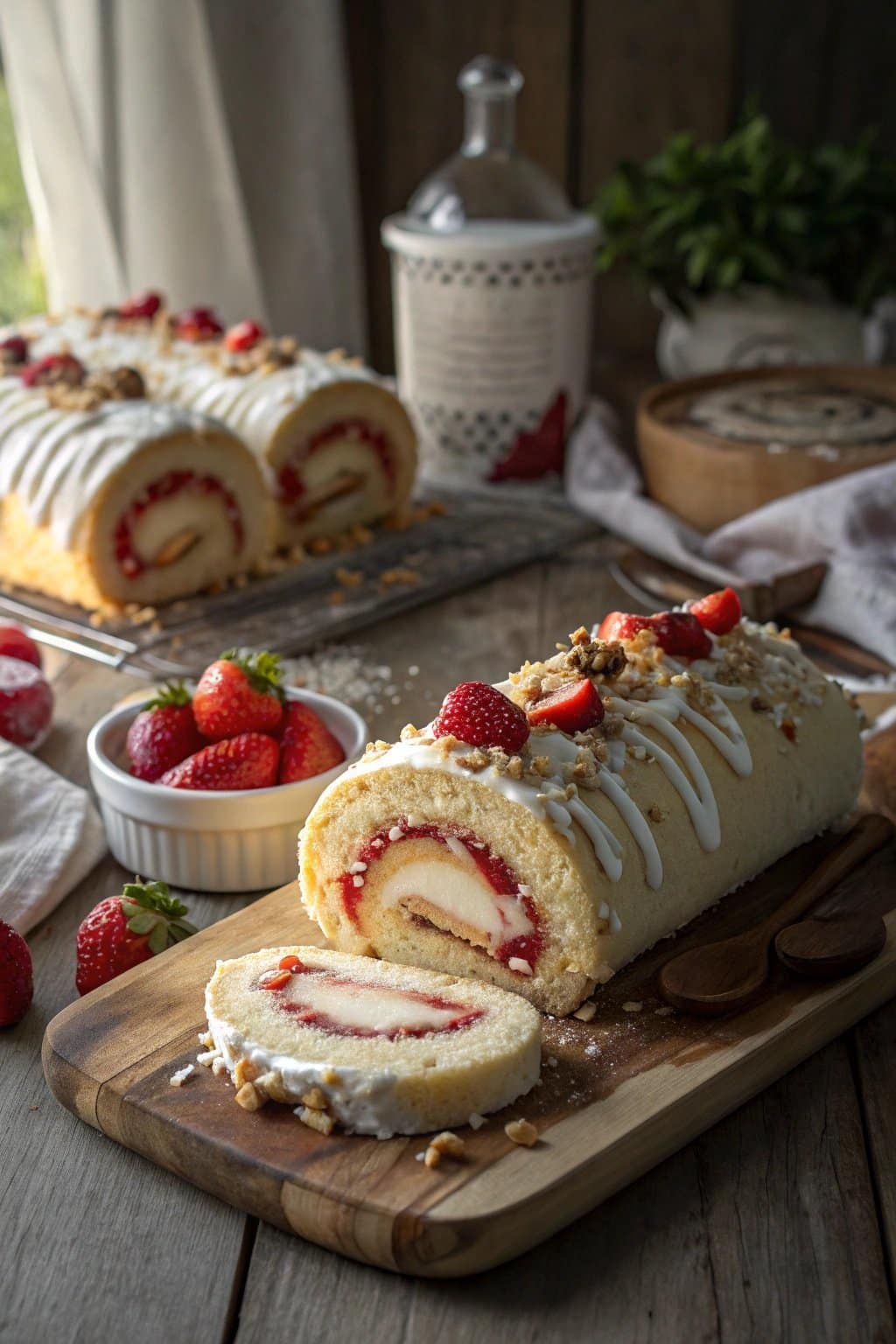 Receta de Rollos de Pastel de Queso con Fresa
