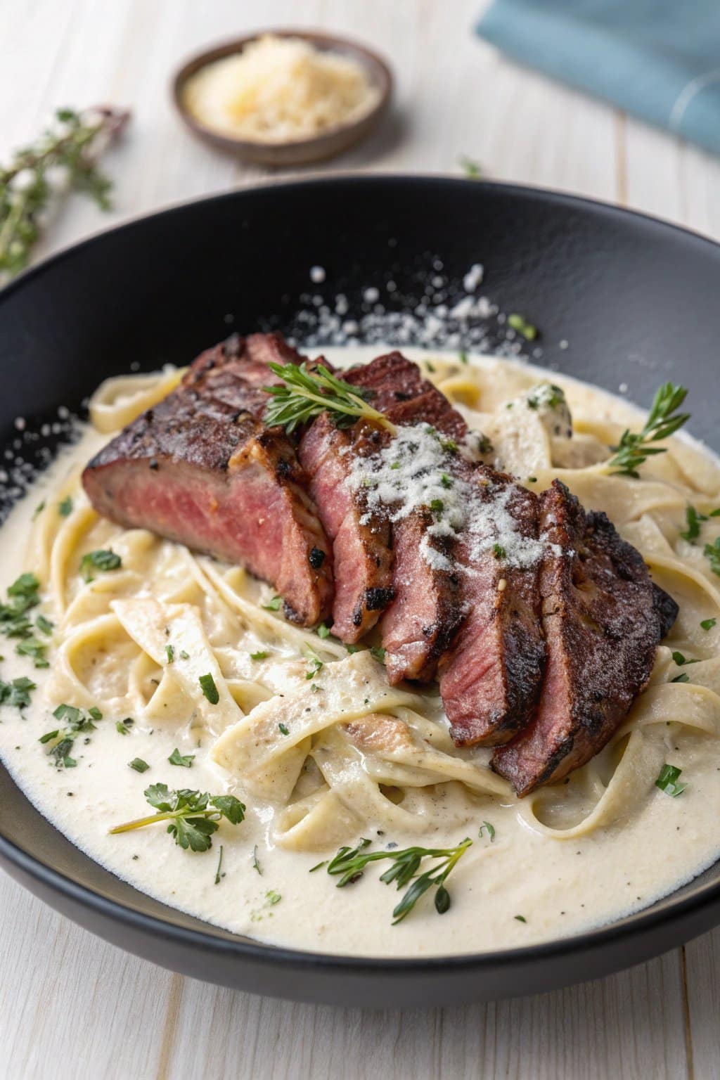Receta de filete tierno con pasta cremosa
