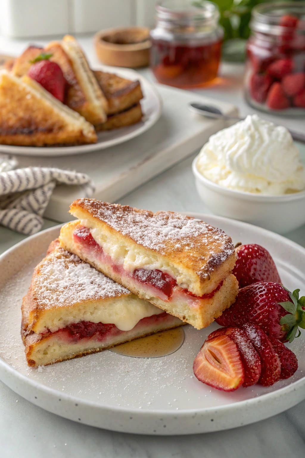 Receta de Sándwiches de Pastel de Queso con Fresas Fritas