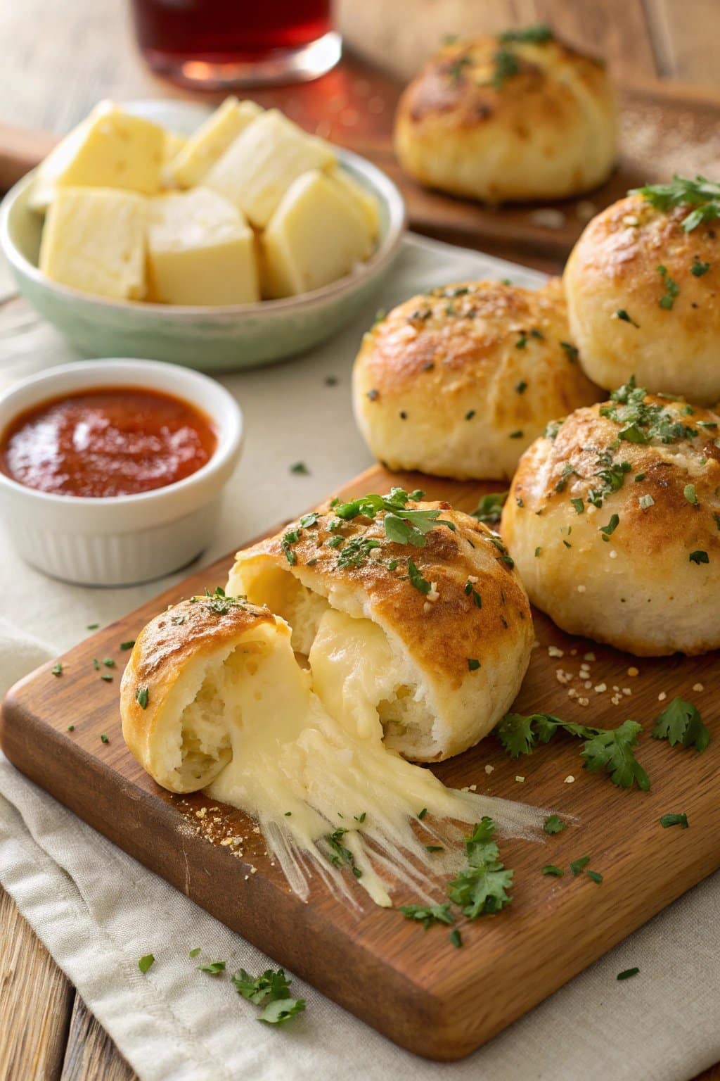 Receta de Bombas de Queso con Mantequilla de Ajo y Galletas Pillsbury