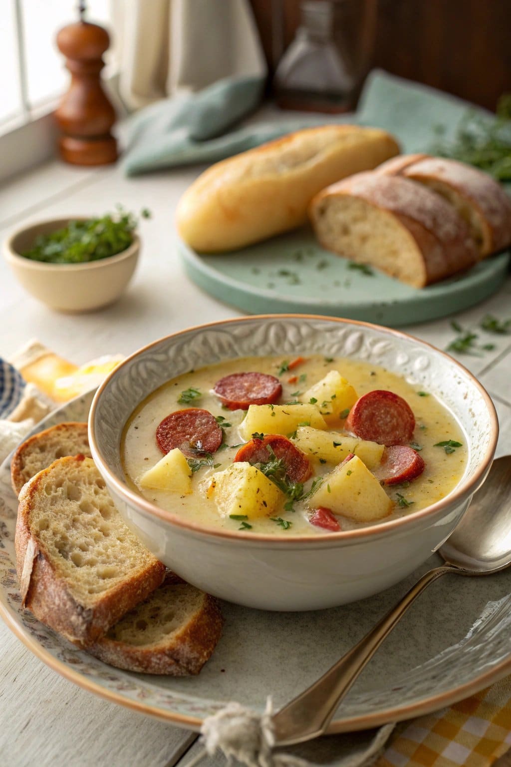 Receta Secreta de Sopa de Salchicha Kielbasa y Papa de la Abuela