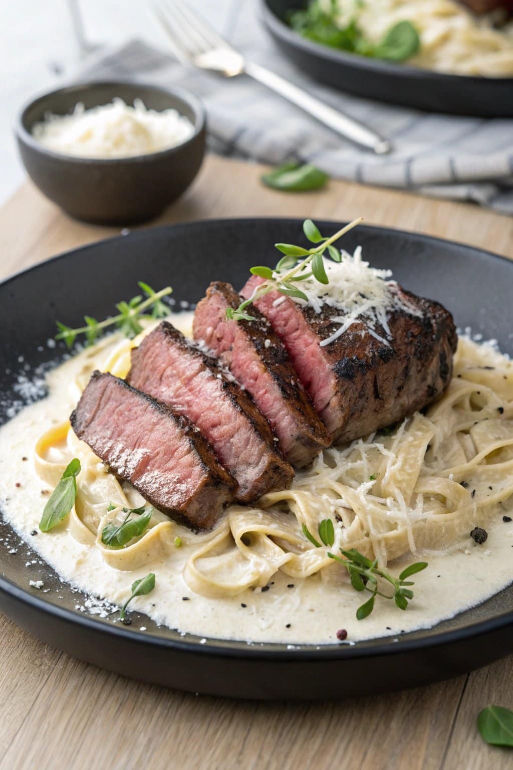Receta de filete tierno con pasta cremosa